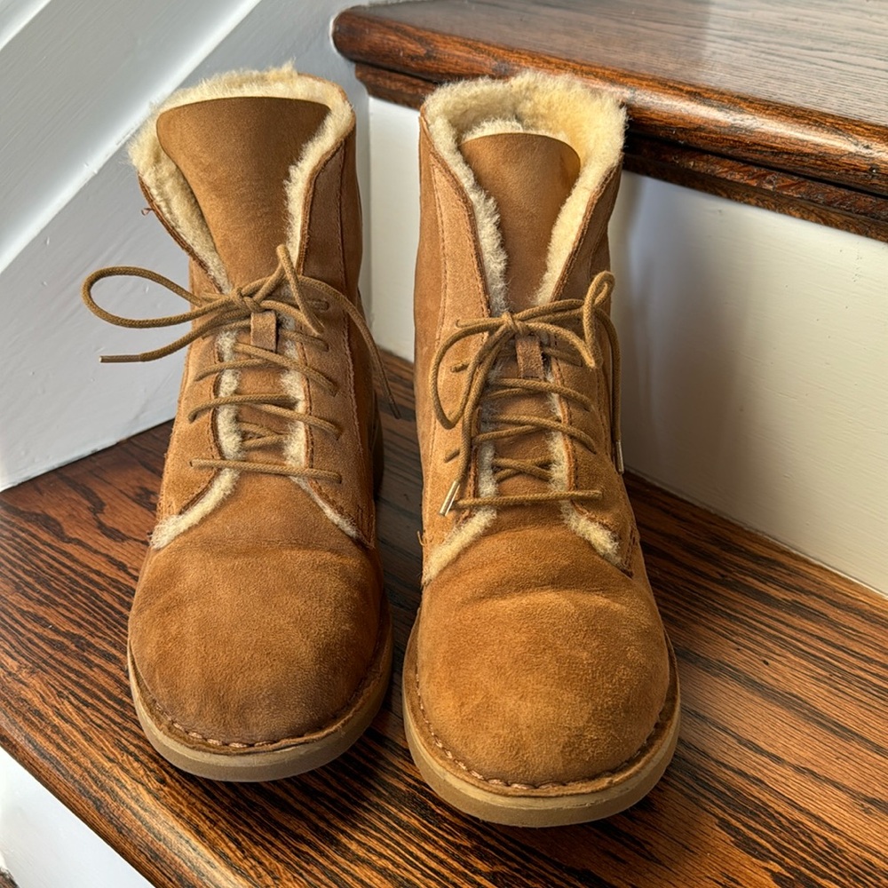 UGG Tan Ankle Boots with Cream Lining